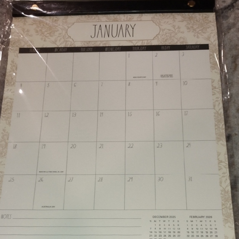 2026 Rae Dunn  Bamboo-Hanger Calendar calendar, 12-Month